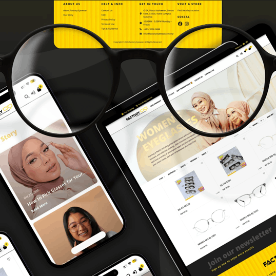 Factory Eyewear website design detail